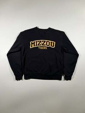 Mizzou Tigers Black Embroidered Crewneck Sweatshirt